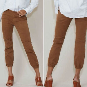 Nili Lotan Slouchy French Military Pants Cargo Cropped Cotton Whiskey Brown 2